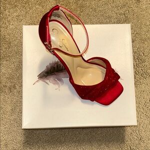 Red Velvet Open-Toe Stiletto Heels